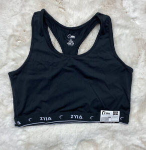 NWT ZYIA Active COMFORT Racer Back 2-pack Lounge Sports Bra Top Size XL Black
