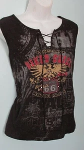 Vintage American Biker Chick Rt 66 Motor Maids Born to Ride Sz Jr XL Made in USA - Picture 1 of 4