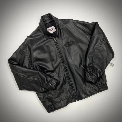 Vintage Allen Iverson Reebok The Answer Classic Black Leather Jacket Adult XXL Cover