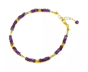 Ausgefallenes vergoldetes Amethyst & Peridot Fußkettchen Fußkette F90 - Bild 1 von 2