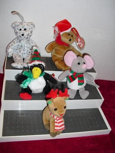 Ty Jingle Beanie Babies Christmas Ornament Lot of 5 Mini Plush Holiday - Picture 1 of 2