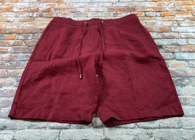 Pantalones Cortos Chicos Damas 0.5 Granate Bermudas Lino Bolsillos Pull On Informales Para Mujer Foto 1 de 4