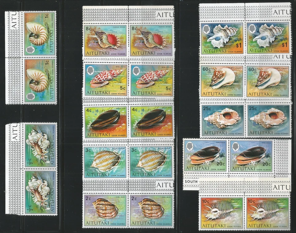 Aitutaki 1974 # 82-92 QEII Sea Shells pairs short mint set to $1 dollar MNH/VG - Image 1 of 1