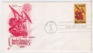TurtlesTradingPost- Christmas Angel- 1974 - #1550- FDC Artcraft Hand Cancel - Picture 1 of 1