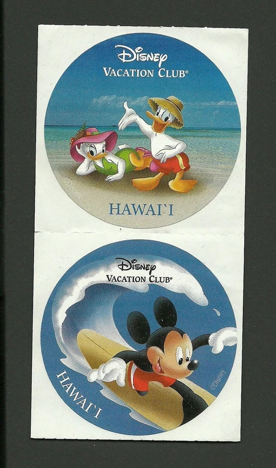 Disney DVC Vacation Club Hawaii 2 Stickers Mickey Mouse Surf Donald Daisy Duck - Image 1 of 1
