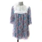 Klein Plus Tunic Square Neck Sheer Paisley Pattern Half Sleeves Lace 40 Multicol