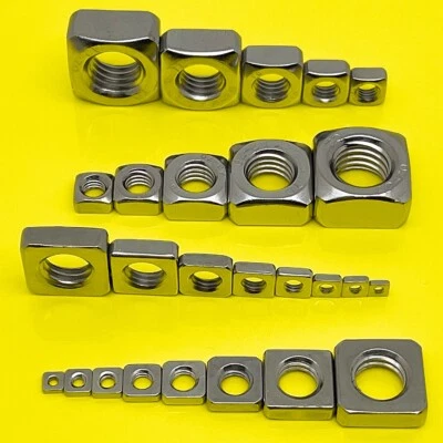 VIERKANTMUTTER EDELSTAHL DIN 562 557 NIEDRIG HOCH M2 M2,5 M3 M4 M5 M6 M8 M10 M12 - Bild 1 von 4