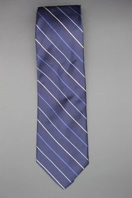 Gravata Brooks Basics, azul marinho com listras prateadas e azuis gravata Repp - Imagem 1 de 4