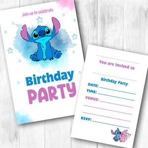 Stitch Invitations Birthday Party Invites & Envelopes WRITE ON - Picture 1 of 1