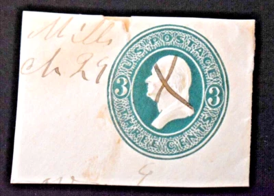 1874 - U.S. Envelope Cut Sc# U161  3 Cent Washington - Used - Image 1 of 2
