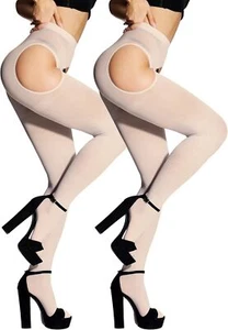 Plus Size Suspender Tights for Women Control Top Pantyhose Garter Belt White Sea - Picture 1 of 46