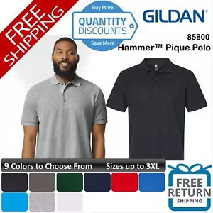 🔥 Gildan Men Hammer Pique Polo Sport Shirt Short Sleeve Top Up To 3XL 85800 - Picture 1 of 55
