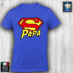 T-shirt maglietta Uomo SUPERPAPA' SUPERMAN Festa del Papà Simpatica Idea regalo - Picture 1 of 3