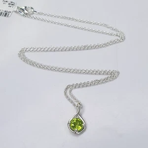 Portuguese Cut Peridot Sterling Silver 925 Anchor Chain Necklace Pendant 50cm - Picture 1 of 13
