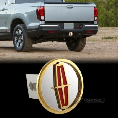 LINCOLN Gold Logo Stainless Hitch Cover Plug Cap For 2" Trailer Tow Receiver - Image 1 of 4