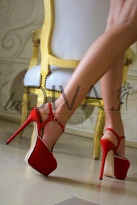 GERARDINA DI MAYO ~ Italia Lujo Zapatos Sandalias 37 Cuero Rojo %VENTA% 197 € - Imagen 1 de 5