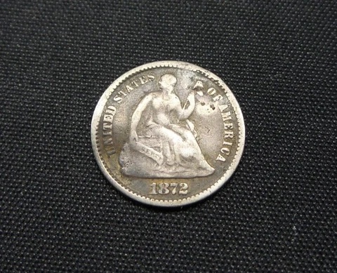 1872-P Seated Liberty Half Dime Silver Coin - B1006 Cover