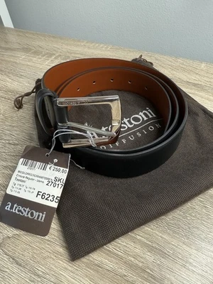 Cinturón de cuero negro 110/125 a.testoni para hombre nuevo con etiquetas Foto 1 de 4