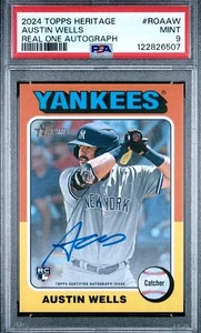 2024 Topps Heritage AUSTIN WELLS Real One Rookie Auto #ROA-AW PSA 9 Mint - Picture 1 of 2