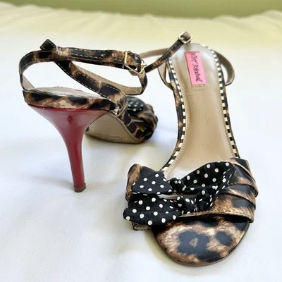 Sexy para mujer Betsey Johnson guepardo lunares lazos tacones dulce caprichoso talla 10 Foto 1 de 4
