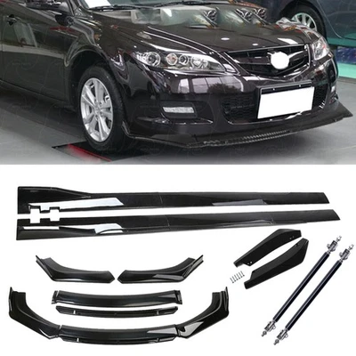 Front Bumper Chin Spoiler Splitter Gloss Black For Mazda Protege Side Skirt Body - Image 1 of 4
