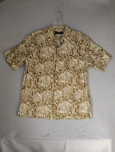 Tasso Elba Herren Hemd Large Braun Seide Leinenmischung Kurzarm Freizeit Knopfleiste - Bild 1 von 9