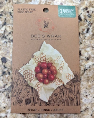 Envoltura de abeja mediana envoltura de alimentos de cera de abejas reutilizable impresión de panal Foto 1 de 4