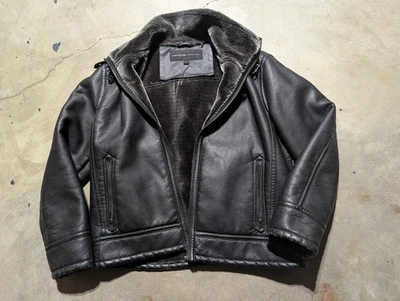 Marc New York Men *Black* Vegan Leather Sherpa Warm Motorcycle Bomber Jacket XL - Image 1 of 4