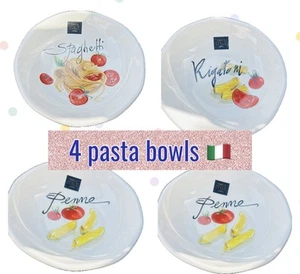 Effetti Pasta Bowl Set “Rigatoni, Penne, Spaghetti” Design Set Handmade 4-Bowls - Picture 1 of 9