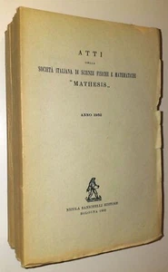 Atti della Società Italiana di Scienze Fisiche e Matematiche Mathesis. 1952-1960 - Imagen 1 de 12