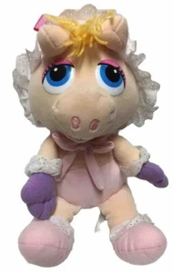 Jim Henson Miss Piggy 15” Plush Muppet Babies Doll Stuffed Bonnet Pink Yarn Hair - Picture 1 of 5