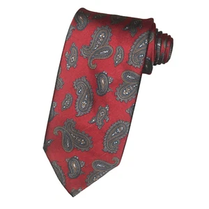 John Weitz Tie Paisley Red Gray Vintage 70s Classic Poly Silk Blend 3.5 x 58 - Picture 1 of 7