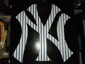 NY YANKEES WHITE BLUE STRIPED 3D LOGO 3D Printed sign FAN MANCAVE MLB 12"×12"×2" - Picture 1 of 8