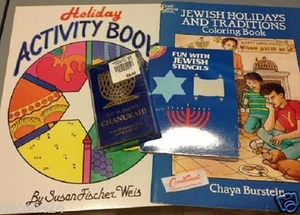 Jewish Holidays &Traditions Coloring Books & Chanukah Music & Stencils New Lot 4 - Picture 1 of 1