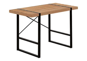 Computer Desk Home Office Laptop 48"l Work Brown Laminate Black Metal Contempora - Picture 1 of 11