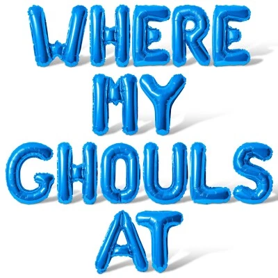 WHERE MY GHOULS AT Letra Globo Banner - Halloween Fiesta Suministros Decoraciones Foto 1 de 4