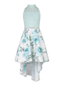 Xtraordinary Girls' Sleeveless Solid/Floral, Fit/Flare,High-Low-Hem Dress, Sz 12 - Picture 1 of 14