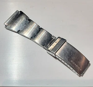 70s Zenith Lobster Style Stainless Steel Fliplock & Half Bracelet 22mm Width - Picture 1 of 4