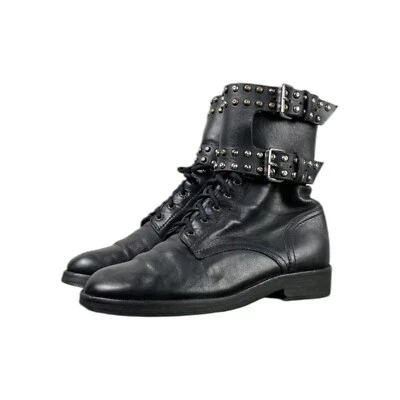 Isabel Marant Teylon Tachonado Puño al Tobillo Cuero Negro Motociclista Botas Talla 38 Foto 1 de 4