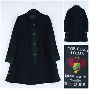 Womens Trachten Coat 2XL Size UK 22 EU 48 Tyrol Charcoal Bauer Loden Overcoat - Picture 1 of 14