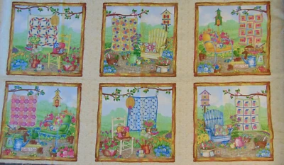 SSI Cotton Fabric Panel Patchwork Garden Quilt Squares/Blocks - Image 1 of 4