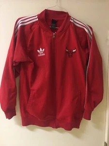 Felpa ADIDAS rosso brillante retrò Chicago tori giacca con cerniera uomo grande - Foto 1 di 6