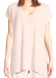 NWT $278 Eileen Fisher Extra Fine Merino Wool  V Neck Tunic XL Crisp Pink - Picture 1 of 6
