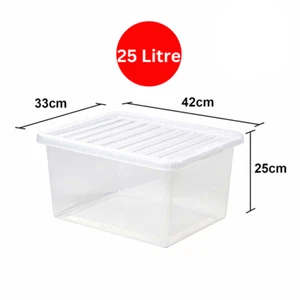 3 X 25L Caja de almacenamiento de plástico transparente apilable con tapas Hogar Oficina Cocina Fuerte - Imagen 1 de 2
