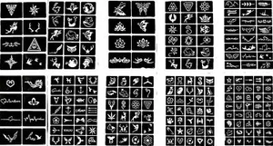 Henna Stencil Temporary Tattoo (10 Sheets) Self-Adhesive for Glitter / Airbrush  - Picture 1 of 8