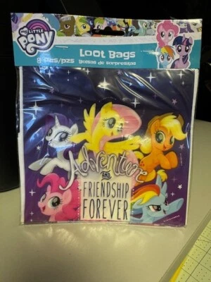 My Little Pony 8ct. Sacos de saque de plástico para festa novos!!! - Imagem 1 de 2
