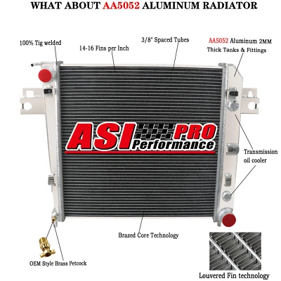 4 Row Aluminum Radiator for 2002-2006 2003 2004 2005 Jeep Liberty 3.7L V6 Gas AT Foto 1 de 4