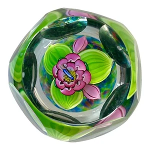 Perthshire Paperweights Faceted Glass Paperweight Water Lily Scotland 1983 - Picture 1 of 17