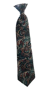 KETCH CLIP ON Neck TIE Green Burgundy Paisley Design - Picture 1 of 4