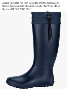 Asgard Packable Tall Rain Boots for Women Waterproof Rubber Garden Boots Ultra L